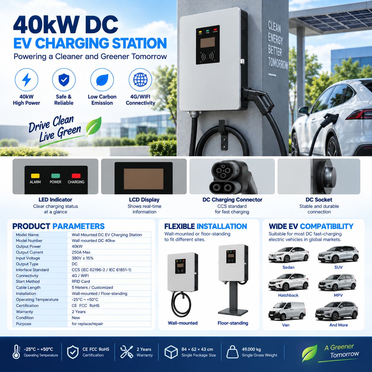 40kW Wall Mounted DC EV Charging Station 40kW Wall Mounted DC EV Charging Station